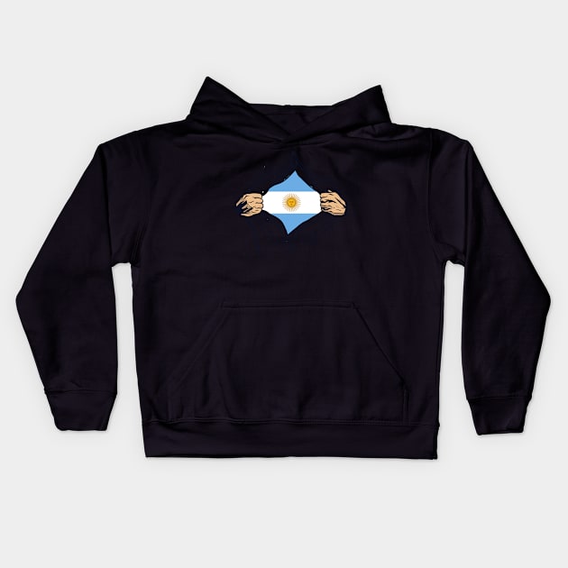 Proud Argentina Flag, Argentina gift heritage, Argentinian girl Boy Friend Kids Hoodie by JayD World